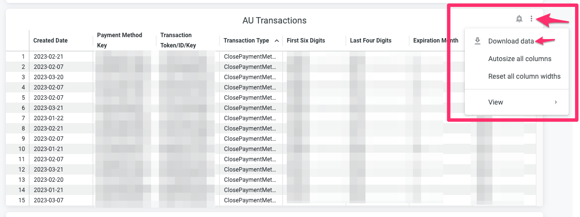 AU Transactions Download